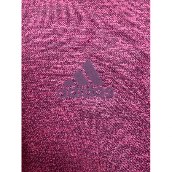 Adidas Hoodie Pullover Womens‎ Small Burgundy Heathered Fleece Thumbhole Sporty - Picture 9 of 12
